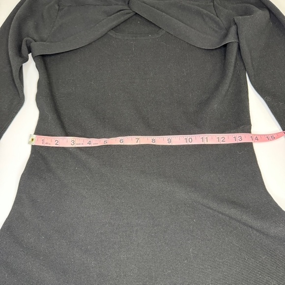 Nanette Lepore Black Knit Fit & Flare Dress | Twist Front | Size Small - Picture 7 of 11